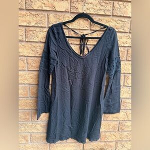 4/$25 • Divided Black Lace Detail Tunic Mini‎ Dress